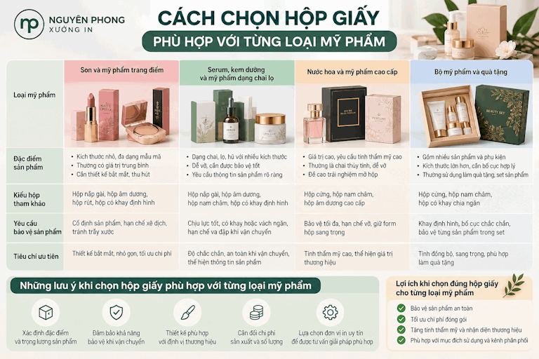 Cách chọn hộp giấy phù hợp với từng loại mỹ phẩm